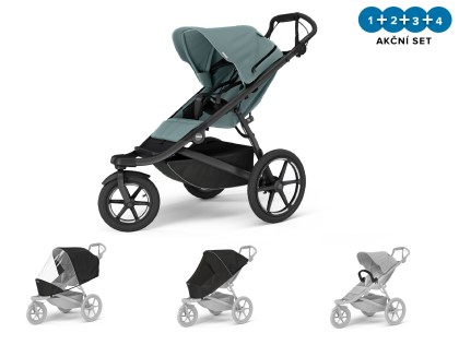 Thule Urban Glide 3 Mid-Blue + pláštěnka + moskytiéra + madlo + DOPRAVA ZDARMA