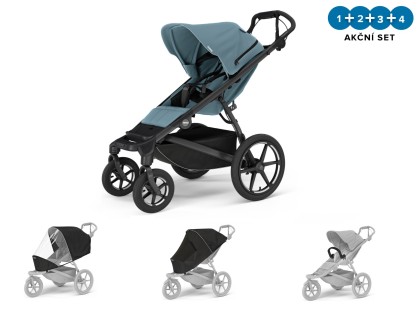 Náhled produktu - Thule Urban Glide 3 Mid-Blue 4-Wheel + madlo + pláštěnka + moskytiéra