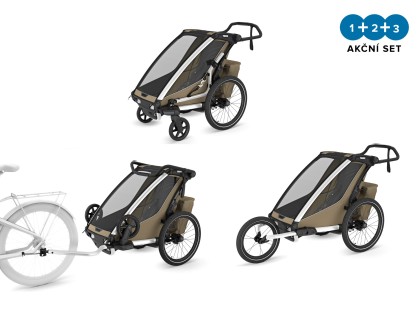 Náhled produktu - Thule Chariot Cross 2 G3 SINGLE Faded Khaki + bike set + kočárkový set + běžecký set