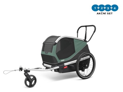 Thule Bexey Hazy Green M + bike set + rain cover + dog bed + DOPRAVA ZDARMA