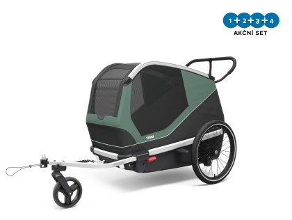 Thule Bexey Hazy Green L + bike set + rain cover + dog bed + DOPRAVA ZDARMA