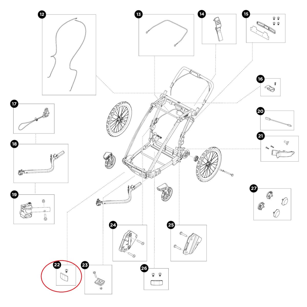 Náhled produktu - Thule Chariot 2, Thule Bexey - Reflector white 55384
