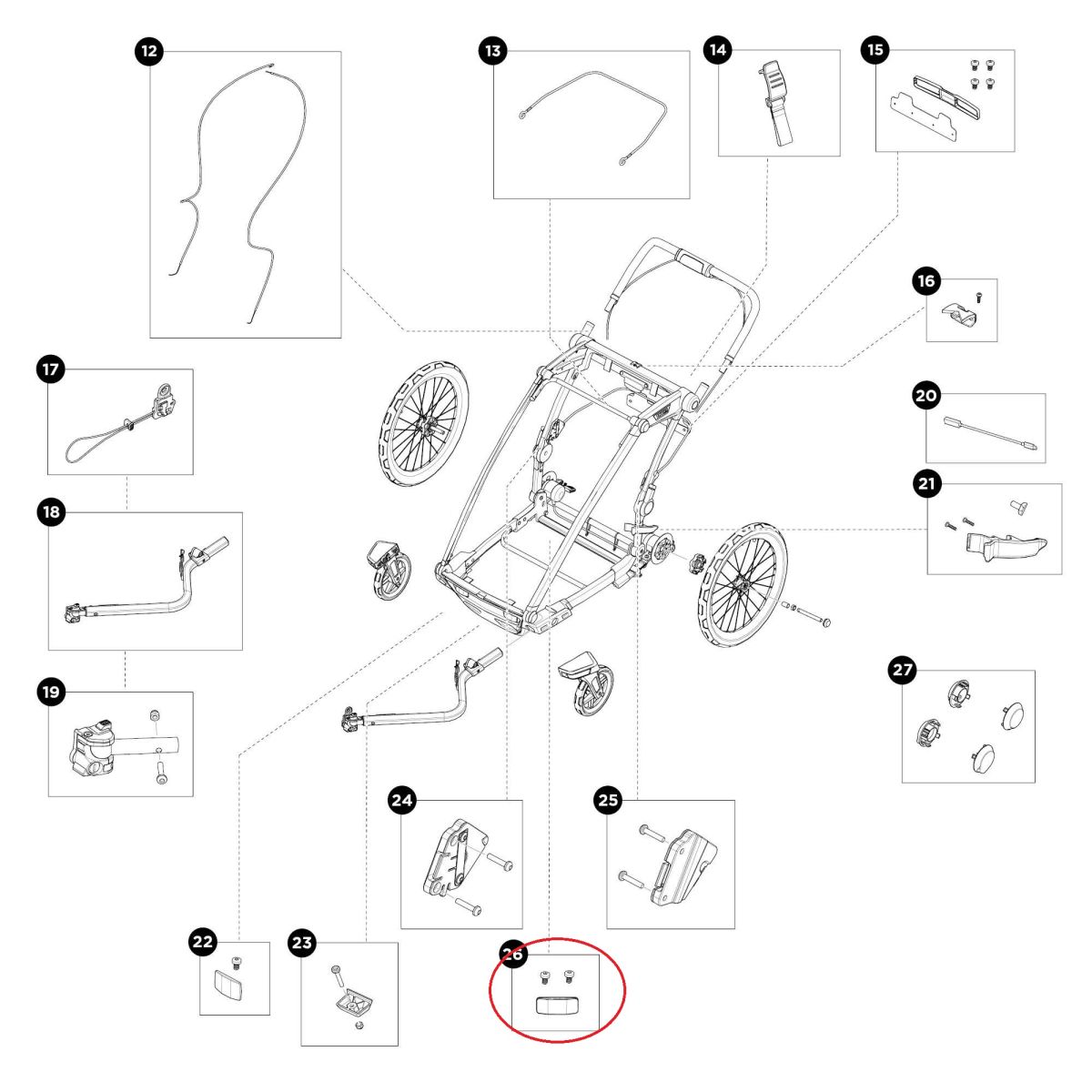 Náhled produktu - Thule Chariot 2, Thule Bexey - Reflector red 55385