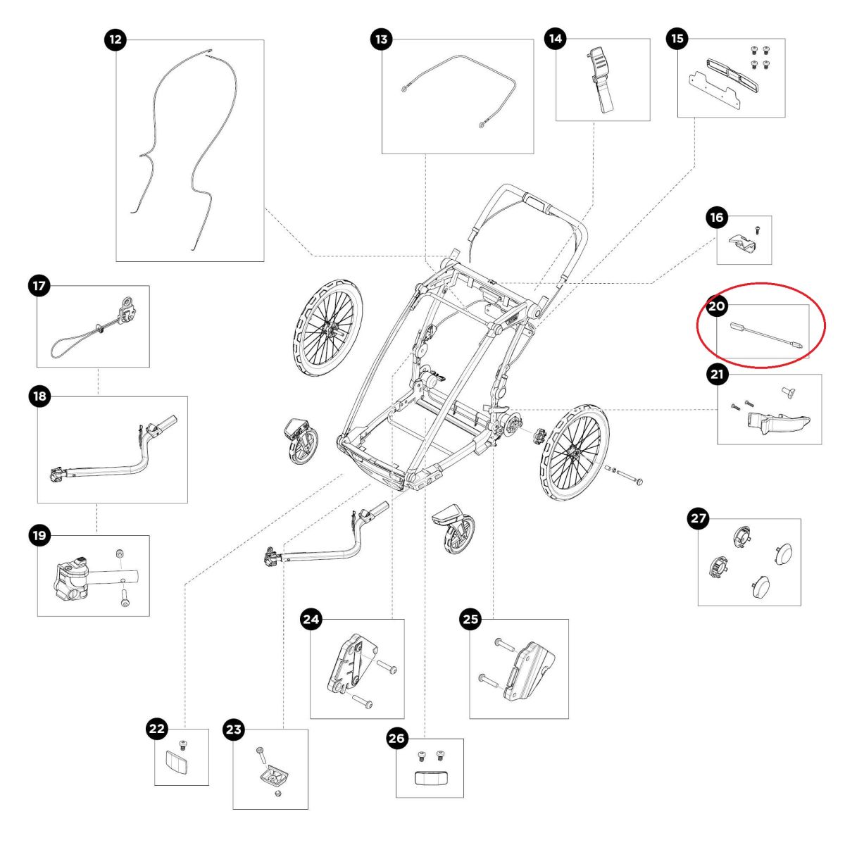 Náhled produktu - Thule Chariot Sport 2 - Extension cable lamp USB-C 55387