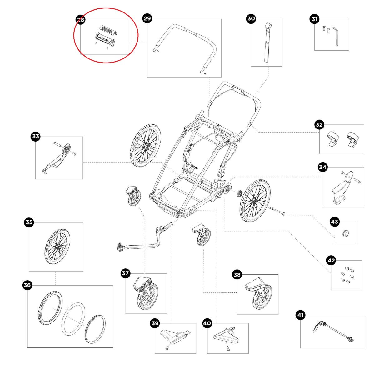 Náhled produktu - Thule Chariot Sport 2 - Twist handle assembly 55215