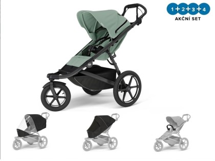 Náhled produktu - Thule Urban Glide 3 Mist Green + pláštěnka + moskytiéra + madlo