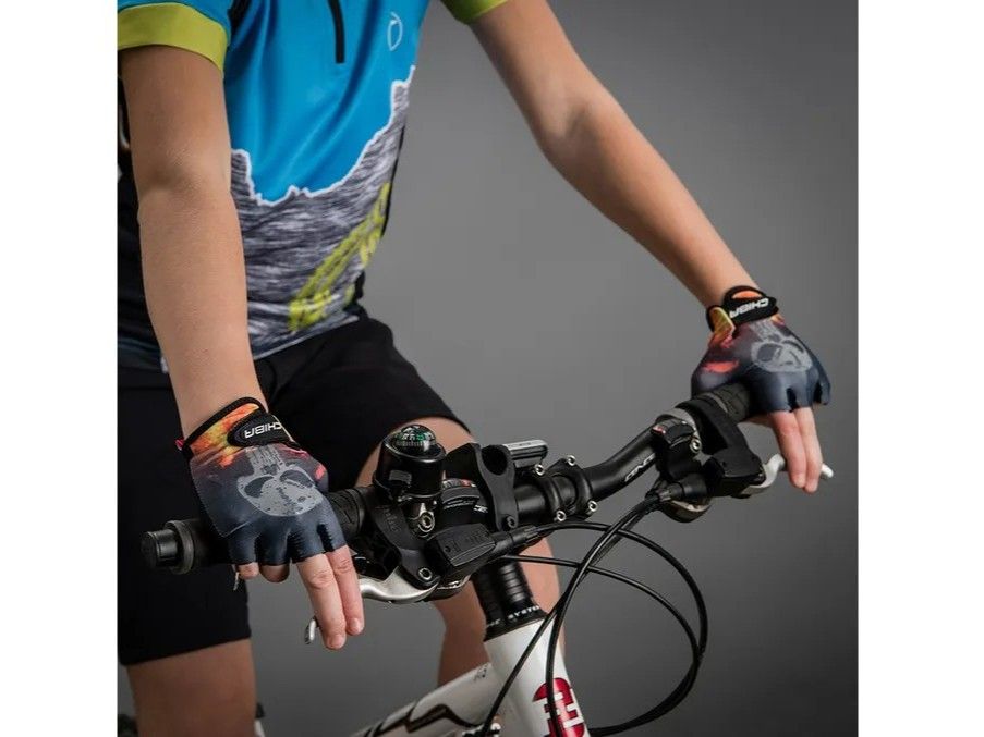 Náhled produktu - Cyklistické rukavice pro děti Cool Kids Lebka - M