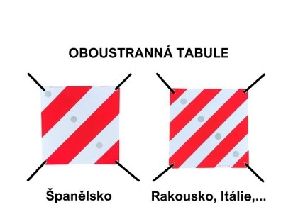 Reflexní tabule OBOUSTRANNÁ komorová - označení nákladu EU/Španělsko 50x50cm, stahovací pásky