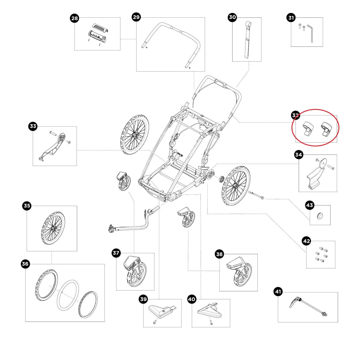 Náhled produktu - Brake cable guides - Thule Chariot Sport 2