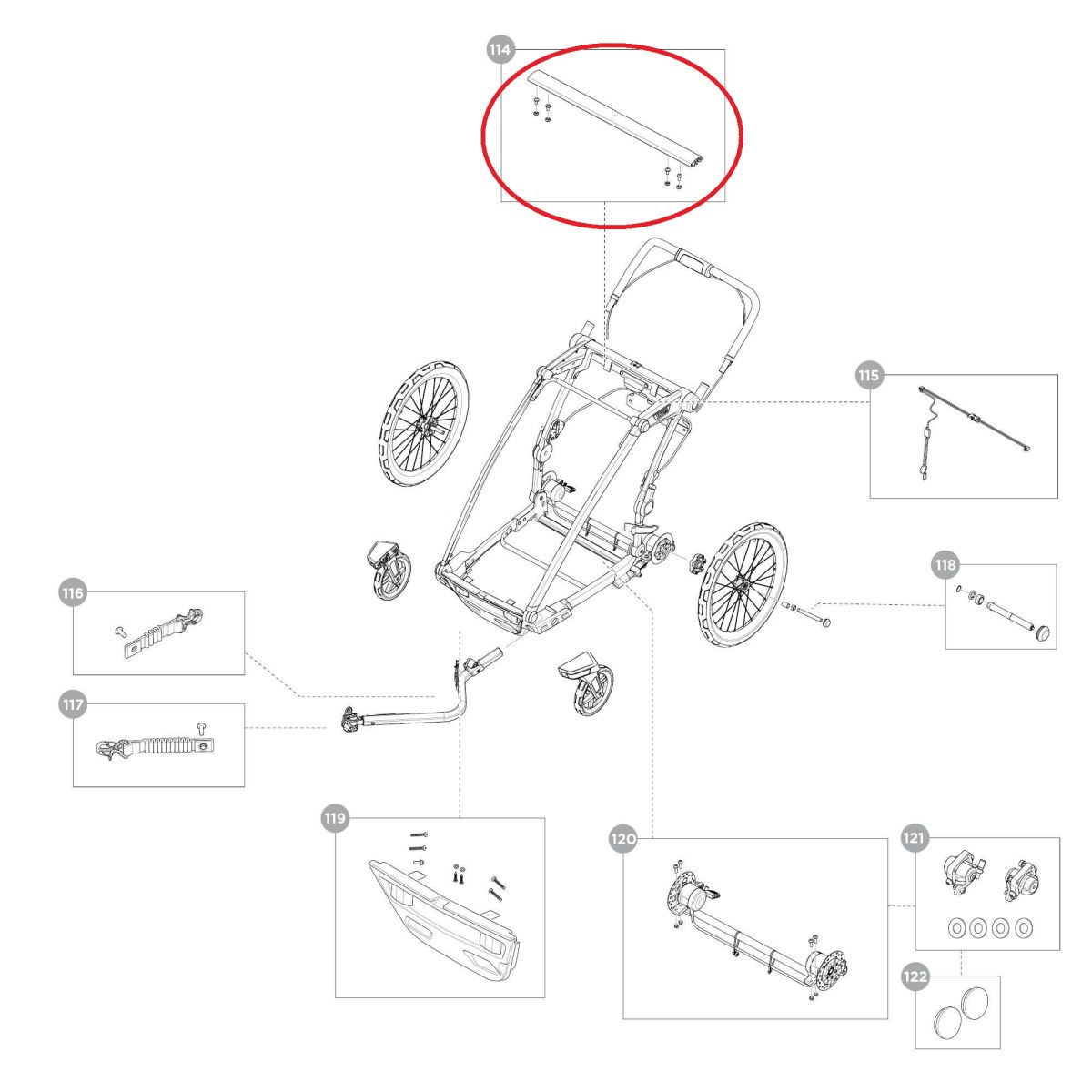 Náhled produktu - Accessory bar with lamp track - aluminum - Thule Chariot Sport 2 55260