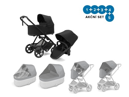 Náhled produktu - Thule Charm 2 in 1 Black + pláštěnky + ochranné síťky